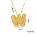 Gold bubble initial W necklace with pavé cubic zirconia, 40+5cm chain for women - Letter W