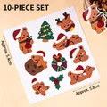 Christmas bear and reindeer cartoon stickers for festive cake and cup decoration - Christmas Bear Stickers 10 Sheets