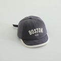 Infant soft brim baseball cap in dark gray cotton featuring BOSTON 1630 embroidery - 3-30 Months / Gray