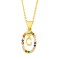 Collier hip hop doré avec pendentif lettre C et incrustation de zircones colorés - Lettre C