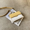 Crossbody square bag in yellow and cream contrast design with golden chain strap - Yellow