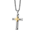 Collier croix bicolore or et argent pour hommes avec chaîne byzantine de qualité - Pendentif Seul (Sans Chaîne) / Pendentif Bicolore Or & Argent Uniquement