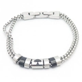 Bracelet double chaîne en acier inoxydable avec pendentif noir arbre de vie - Style Ancre (Style B Noir Acier KB169003-AQ)