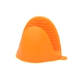 Orange shark-shaped silicone oven mitt with non-slip texture and side hanging hole - Orange