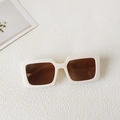 Retro square frame kids sunglasses in creamy beige with brown lenses for travel - Cream Frame Tea Lens