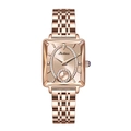 Reloj cuadrado de moda para mujer en oro rosa con bisel de diamantes y correa de eslabones - Correa de Acero Oro Rosa (Banda de Acero Sólido Cierre de Mariposa + Estándar UE)