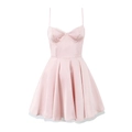 Mini-robe en satin rose avec fines bretelles, dentelle et ourlet en tulle blanc - S / Rose