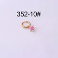 Minimalist gold huggie hoop earring featuring a sweet pink enamel star pendant charm - Star Style (352-10#) / Pink