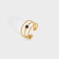 Adjustable 18K gold plated stainless steel triple-layer ring with deep blue natural stone - Three Layer Lapis Lazuli Style (YYR023119-LA) / Lapis Blue