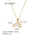 Golden mermaid tail necklace with white shell inlay and a 7mm pearl pendant charm - 16mm Fish Tail Shell With 7mm Pearl Pendant Gold Style (HF-X2259-G)