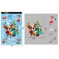 Christmas window stickers size chart showing cute elk, tree, and snowflake dimensions - Single Sheet BQ490 Reindeer
