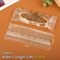 Golden clover pattern transparent snack bags 5.5x15cm for long biscuits 100pcs - Frosted Four-Leaf Clover / Pack of 100