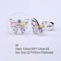 316L steel butterfly cartilage earring with pink and purple zircon in silver finish - (1 PC) 4# Butterfly - Silver