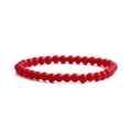 Modisches minimalistisches Armband für Damen mit glänzenden roten runden Perlen im Set - 6mm