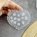 Transparent heart-shaped silicone nail art mold with elegant rose flower patterns - #008 Rose Relief Heart Mold