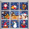 Christmas window stickers with Santa, snowman and reindeer on white window frames - Set of 9 Christmas Stickers BQ161-169