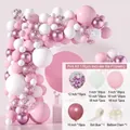 Pink and white balloon arch kit with rose gold metallic accents and confetti balloons - Pink Set 04