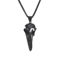 Detailopname van zwarte punk titaanstalen raven schedel hanger op witte achtergrond - Alleen hanger / Zwart