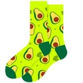 Vibrant green mid-calf crew socks featuring fun cartoon avocado patterns and heart accents - EU 36-42 / Light Green Avocado