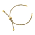 Detail eines verstellbaren, 18K vergoldeten gewebten Armbandes mit Metallschieber - Grau 09