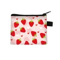 Cute strawberry pattern fabric coin purse with zipper and side hanging loop - Strawberry & Heart