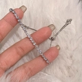 Detail of adjustable silver bracelet with sparkling zircon stones and sliding buckle - Round Cut Zirconia Inlay / Silver