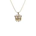 Elegante Goldhalskette mit buntem Zirkonia Auge Anhänger an einer feinen Schlangenkette - Stil 0231CX Gold Anhänger + 50CM Schlangenkette