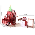 Lot de cartes de Noël 3D avec camion rouge et bonhomme de neige et dimensions - Char de Noël