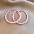 Orecchini a cerchio in smalto rosa con aghi in argento per un'estetica dolce e chic - Rosa (Perno in argento - Grande 5cm)
