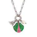 Collana a catena silver con pendente a conchiglia verde e perla barocca bianca lucida - Argento-Verde