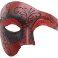 Venetian style half-face phantom mask with red and black glitter patterns for parties - Dual-color Red