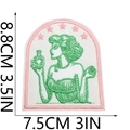 Detailed view of fashion girl embroidery patch with dimensions 8.8cm by 7.5cm - Style 1 (NOT BOSSY)