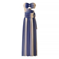 Vestido largo palabra de honor degradado azul y amarillo con abertura y estrella - S / Azul y Amarillo