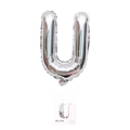 Silver letter U foil balloon for party decoration with 16 inch cardstock packaging - 16" / Silver Letter U (With Backing Card)