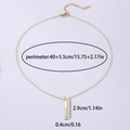 18K gold plated necklace with a geometric cubic zirconia bar pendant and adjustable chain - Gold Long Bar Rhinestone Style