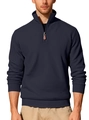 Men's navy blue half-zip sweatshirt with textured corduroy fabric and stand collar - S / Navy Blue