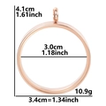 Rose gold stainless steel round glass locket pendant with size and weight measurements - Inner Diameter 30mm - Cavity Thickness 3.5mm / Rose Gold