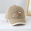 Casquette de baseball kaki pour enfants avec lettrage Luck et broderie d'ours 3D - 50cm (1-3 ans) / Ours Luck-Kaki