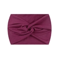 Elastic burgundy wide yoga headband for women featuring a stylish knotted cross design - Fuschia