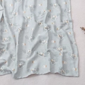 Muslin baby blanket in light blue with cute grey crab and orange fish cartoon prints - Crab & Fish (S169)