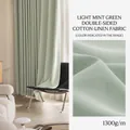 Thick light green cotton linen blackout curtain with double-sided fabric for bedroom - Bulk Fabric (Over 60m) / Per Meter Unprocessed / Mangosteen Jasmine