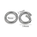 Silver stainless steel spring gate ring 14mm with precise dimensional measurements - Round / 14mm / Steel