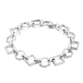 Silver stainless steel bracelet with geometric hollow squares and gear link design - Gear Style Silver (KB160643-Z)