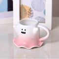 Close-up of cute ghost ceramic mug with pink gradient finish and star details - 350ml / Mini Pink Gradient Ghost Mug