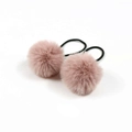 Chouchous pompons roses pour filles avec élastiques noirs haute élasticité 2pcs - Vieux rose