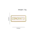 White enamel rectangle brooch with gold CONGRATS! text and festive gold-plated edges - Congrats! Rectangle