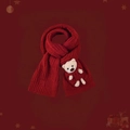 Écharpe d'hiver rouge tricotée pour femmes avec un joli petit ours en peluche beige - Ours de Poche Rouge