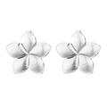 Textured silver five-petal flower stud earrings in polished stainless steel - Flower Stud Earrings Steel Color (MS-625) / Steel