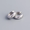 Orecchini a cerchio in argento sterling S925 lucido con zirconi a taglio marquise - Argento 925 / Oro Bianco (Coppia)