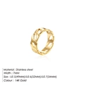 Vista detallada de las medidas del anillo de cadena cubana de 7MM en acero dorado de 14K - US 5-49MM / Dorado